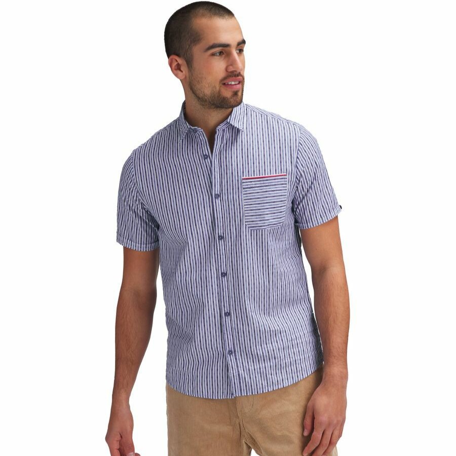 Men'S Clothing * | Outlet Stoic Stripe Short-Sleeve Button-Down Shirt Men'S Blue