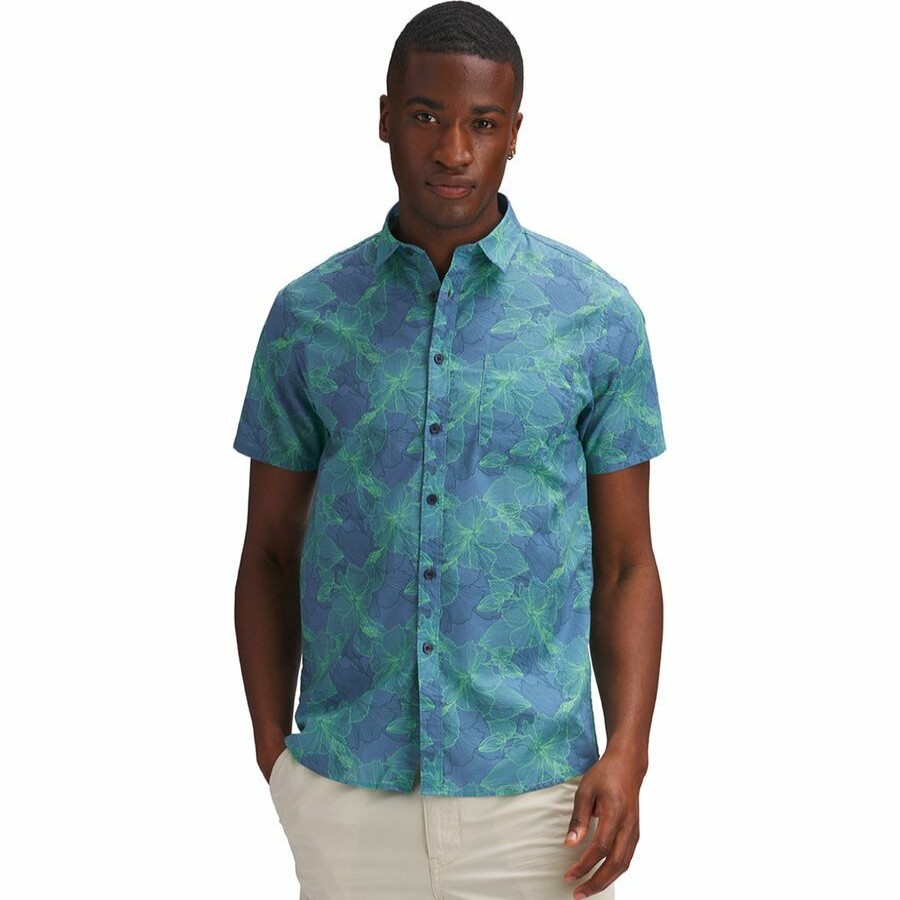 Men'S Clothing * | Outlet Stoic Hawaiian Print Short-Sleeve Button-Down Shirt Men'S Blue