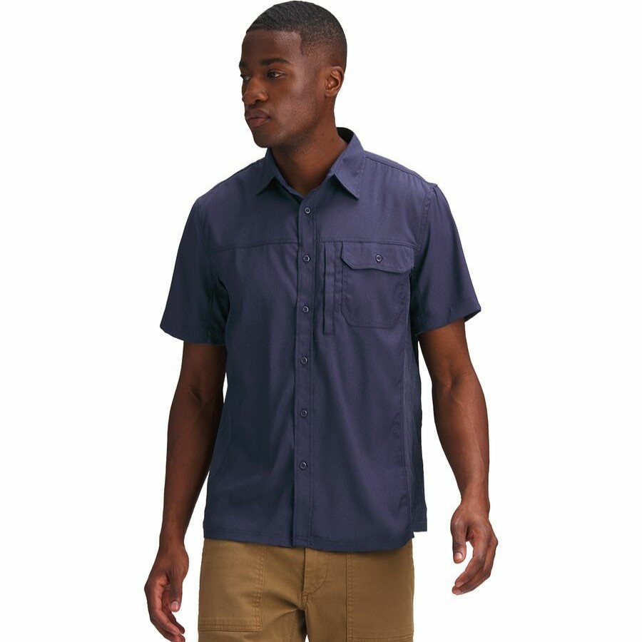 Men'S Clothing * | Outlet Stoic Solid Performance Woven Button-Down Shirt Men'S Navy